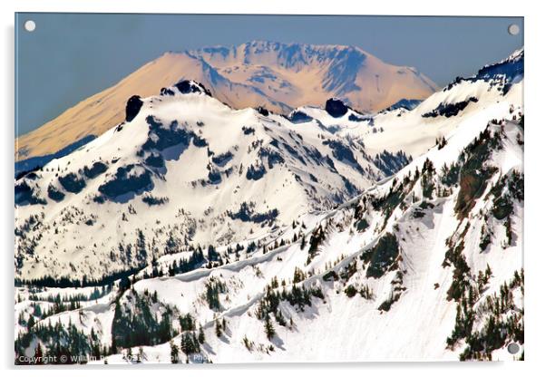 Snowy Mount Saint Helens and Ridge Lines Acrylic by William Perry