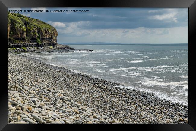Amroth Beach Pembrokeshire - the East End Framed Print by Nick Jenkins