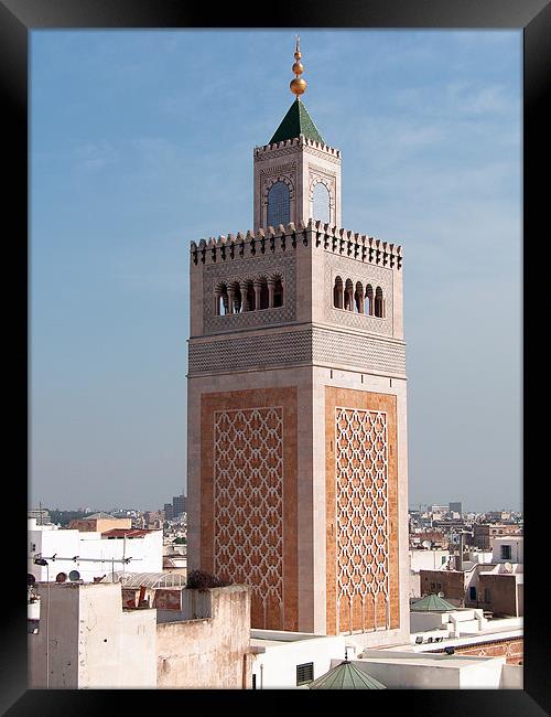 El-Zitouna Minaret Framed Print by Tom Gomez
