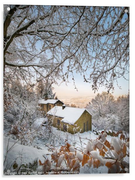 Snowy Yorkshire landscape Acrylic by Giles Rocholl