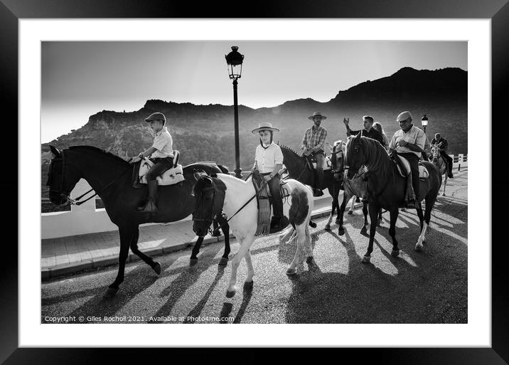 Men on horses parade Framed Mounted Print by Giles Rocholl