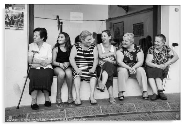 Spannish ladies chatting Acrylic by Giles Rocholl