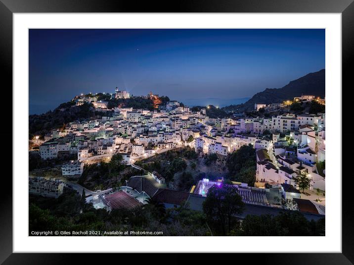 Casares Spanish town at night Framed Mounted Print by Giles Rocholl