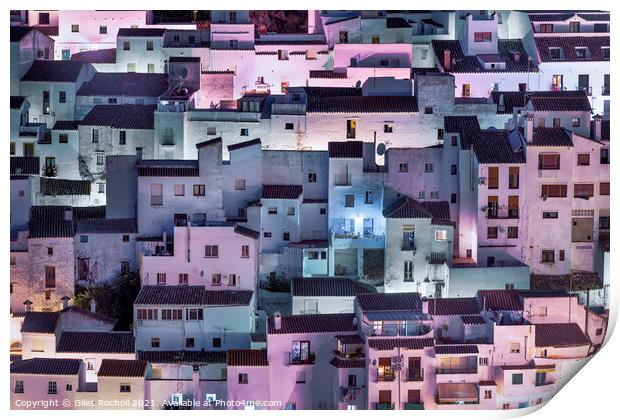 Spanish village at night Print by Giles Rocholl