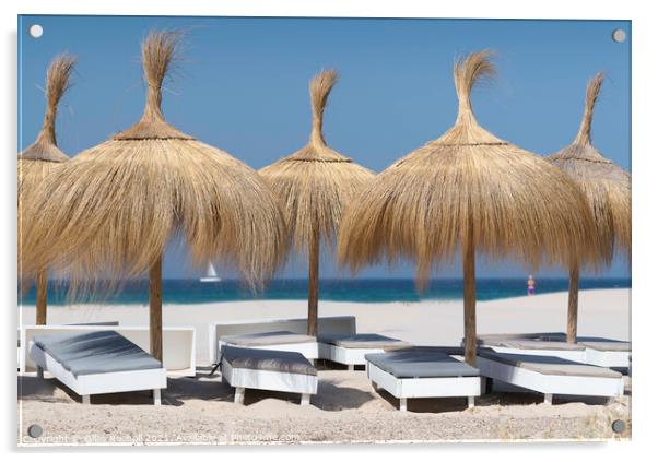 Tarifa beach sun loungers Spain Acrylic by Giles Rocholl
