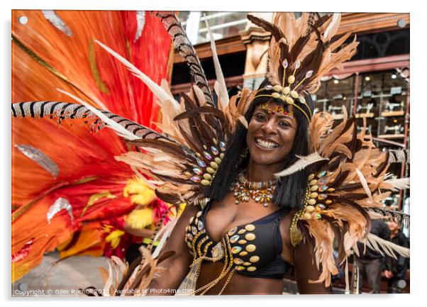 Exotic street parade dancer Acrylic by Giles Rocholl