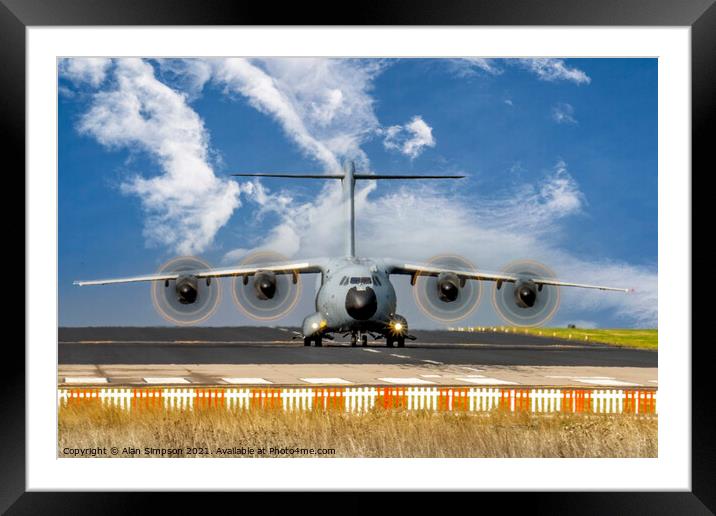 Atlas Aircraft on the Runway at RAF Lossiemouth Framed Mounted Print by Alan Simpson