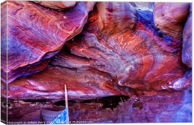 Red Rock Abstract Cave Near Royal Tombs Petra Jordan Canvas Print by William Perry