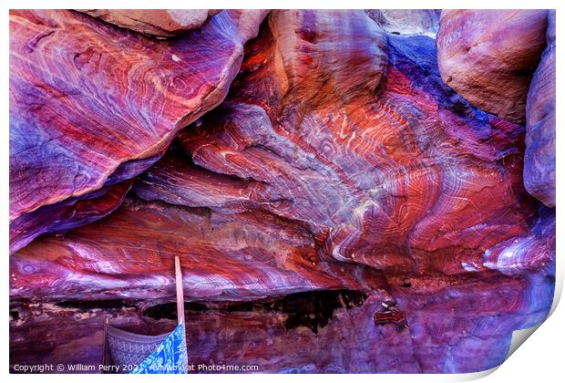 Red Rock Abstract Cave Near Royal Tombs Petra Jordan Print by William Perry