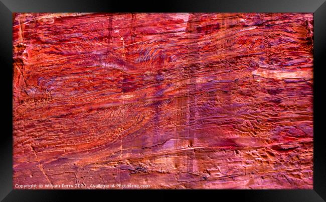 Rose Red Rock Tomb Abstract Street of Facades Petra Jordan  Framed Print by William Perry