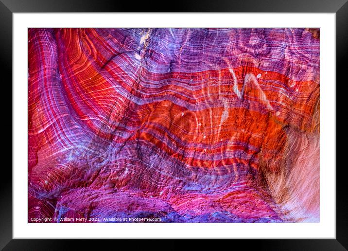 Red Rock Abstract Near Royal Tombs Petra Jordan Framed Mounted Print by William Perry