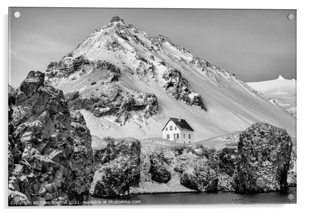 Snowy Iceland Mountain Acrylic by Giles Rocholl
