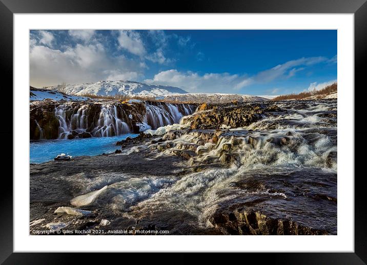 Bruarfoss waterfall Iceland Framed Mounted Print by Giles Rocholl