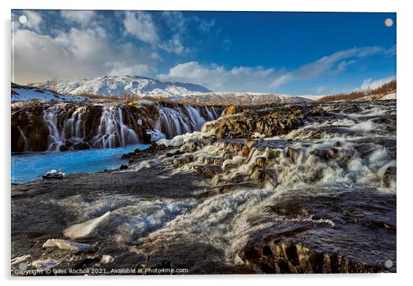 Bruarfoss waterfall Iceland Acrylic by Giles Rocholl