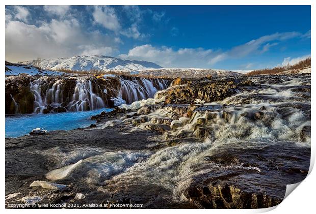 Bruarfoss waterfall Iceland Print by Giles Rocholl