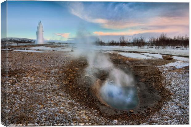 Geyser at Geysir Iceland Canvas Print by Giles Rocholl