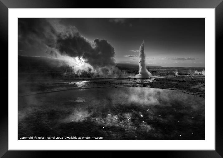 Exploding geyser Iceland Framed Mounted Print by Giles Rocholl