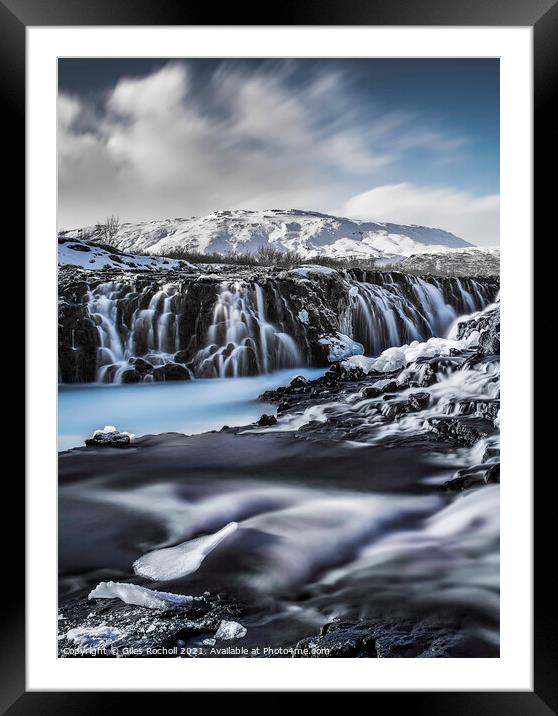 Dramatic waterfall Iceland Framed Mounted Print by Giles Rocholl