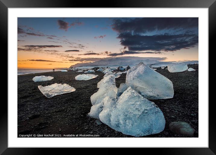 Sea ice Jokulsarlon Iceland Framed Mounted Print by Giles Rocholl