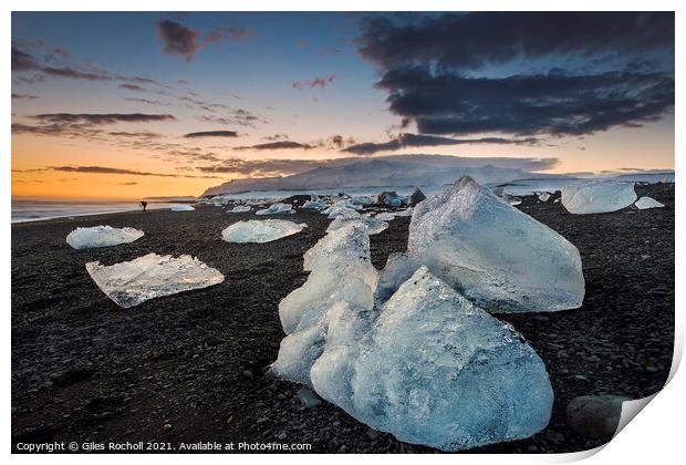 Sea ice Jokulsarlon Iceland Print by Giles Rocholl