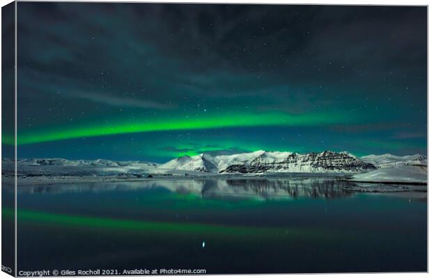 Northern lights lagoon Iceland Canvas Print by Giles Rocholl