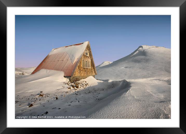 Snowy cabin Iceland Framed Mounted Print by Giles Rocholl