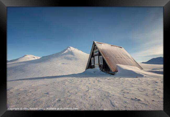 Snowy cabin Iceland Framed Print by Giles Rocholl