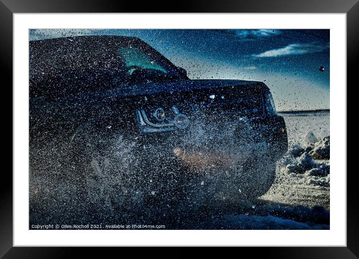 Land Rover in snow Iceland Framed Mounted Print by Giles Rocholl