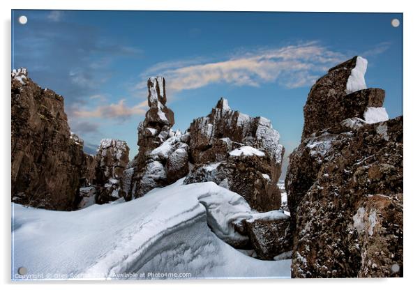 Snowy rocks Thingvellir Iceland Acrylic by Giles Rocholl