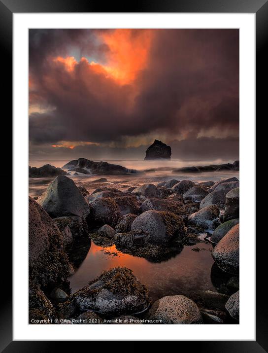 Dramatic red sunset Iceland Framed Mounted Print by Giles Rocholl