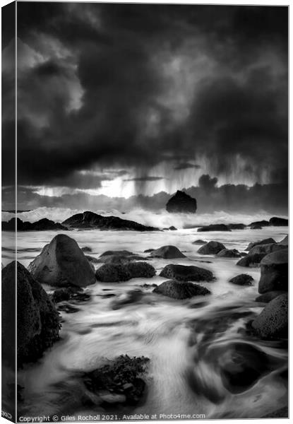 Dramatic sea storm Iceland Canvas Print by Giles Rocholl