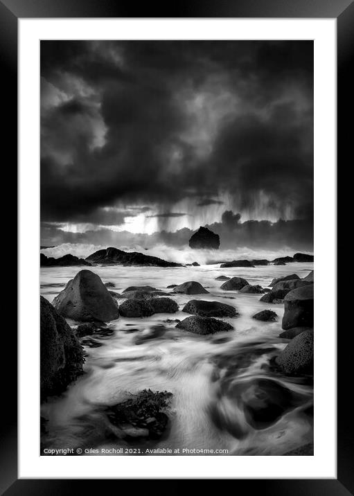 Dramatic sea storm Iceland Framed Mounted Print by Giles Rocholl