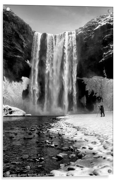 Skogafoss waterfall Iceland and photographer Acrylic by Giles Rocholl