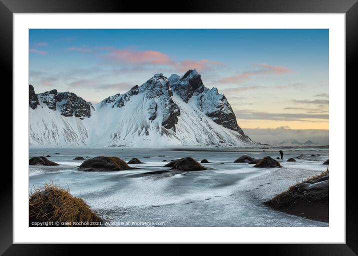 Snowy mountain Vestrahorn Iceland Framed Mounted Print by Giles Rocholl