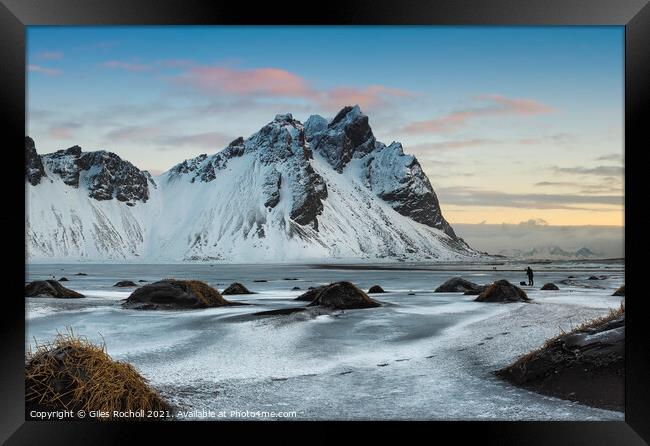 Snowy mountain Vestrahorn Iceland Framed Print by Giles Rocholl