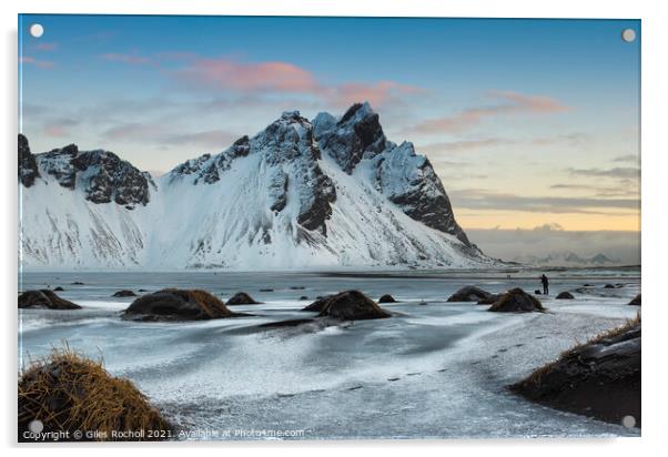 Snowy mountain Vestrahorn Iceland Acrylic by Giles Rocholl