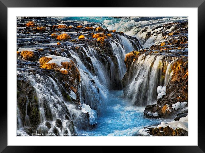 Bruarfoss waterfalls Iceland Framed Mounted Print by Giles Rocholl