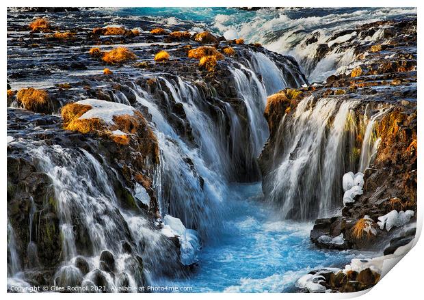 Bruarfoss waterfalls Iceland Print by Giles Rocholl