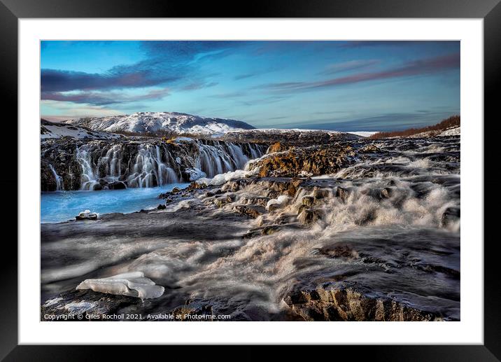 Bruarfoss waterfalls Iceland Framed Mounted Print by Giles Rocholl