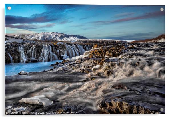 Bruarfoss waterfalls Iceland Acrylic by Giles Rocholl