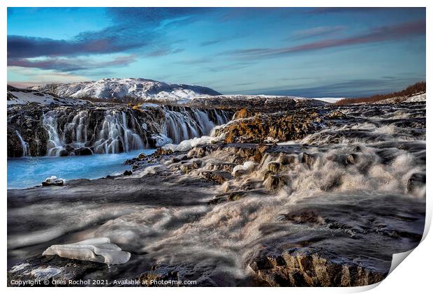 Bruarfoss waterfalls Iceland Print by Giles Rocholl