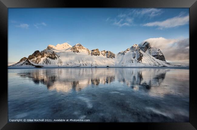Snow and ice Vestrahorn Iceland Framed Print by Giles Rocholl