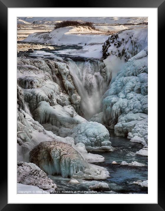 Snowy waterfalls Gullfoss Iceland Framed Mounted Print by Giles Rocholl