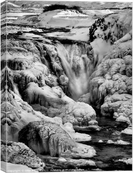 Snowy waterfalls Gullfoss Iceland Canvas Print by Giles Rocholl