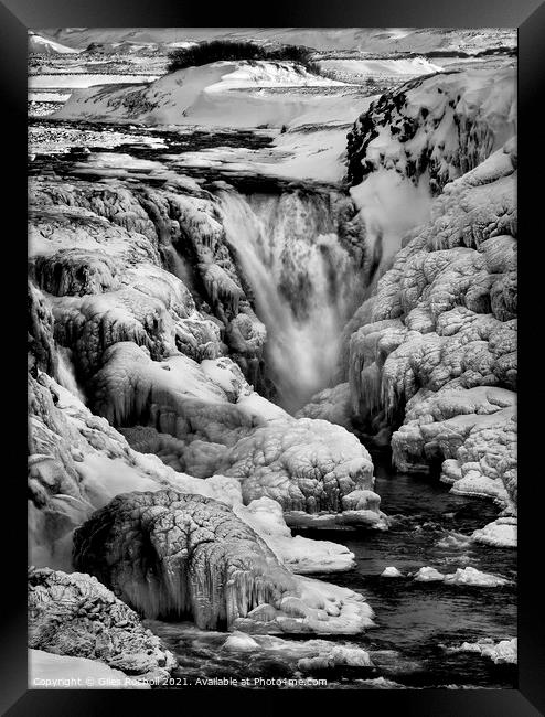 Snowy waterfalls Gullfoss Iceland Framed Print by Giles Rocholl
