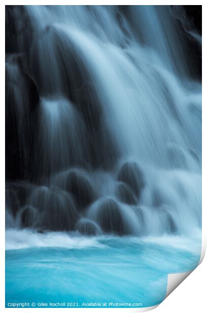Soft waterfall exposure Iceland Print by Giles Rocholl