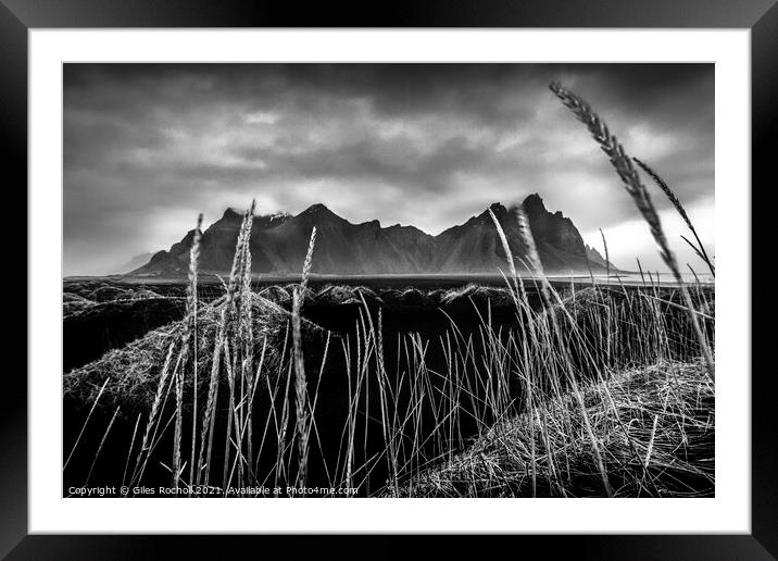 Dark mountain Vestrahorn Iceland Framed Mounted Print by Giles Rocholl