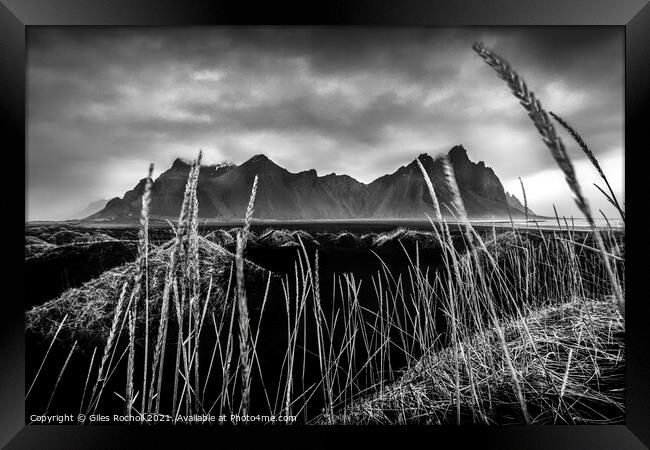 Dark mountain Vestrahorn Iceland Framed Print by Giles Rocholl
