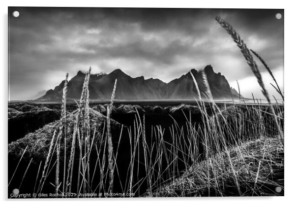 Dark mountain Vestrahorn Iceland Acrylic by Giles Rocholl