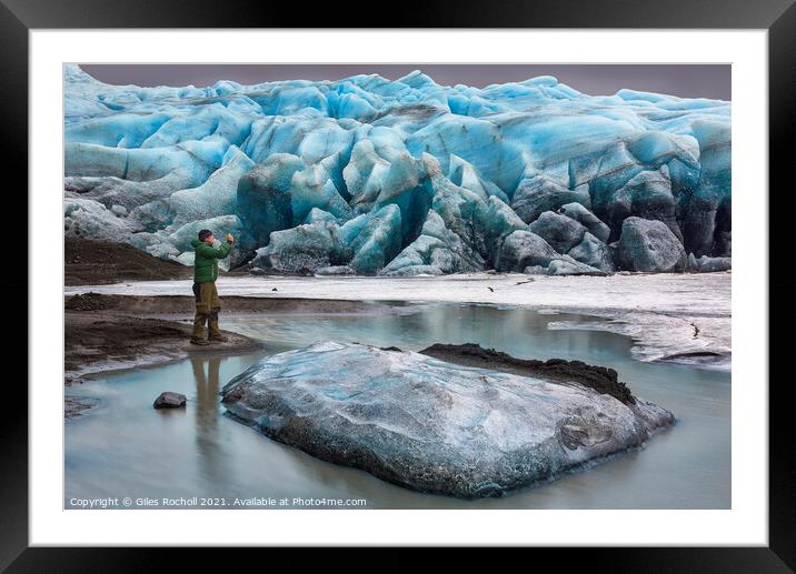 Photographer exploring Iceland Framed Mounted Print by Giles Rocholl
